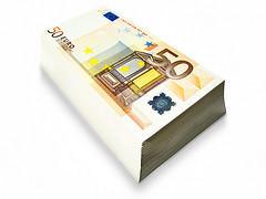 Stack Of 50 EUR Bills