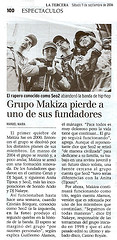 La Tercera - 09-09-2006 - Grupo Makiza pierde a uno de sus fundadores