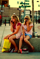 Free Train Station Girls Talking on Cell Phones Creative Commons